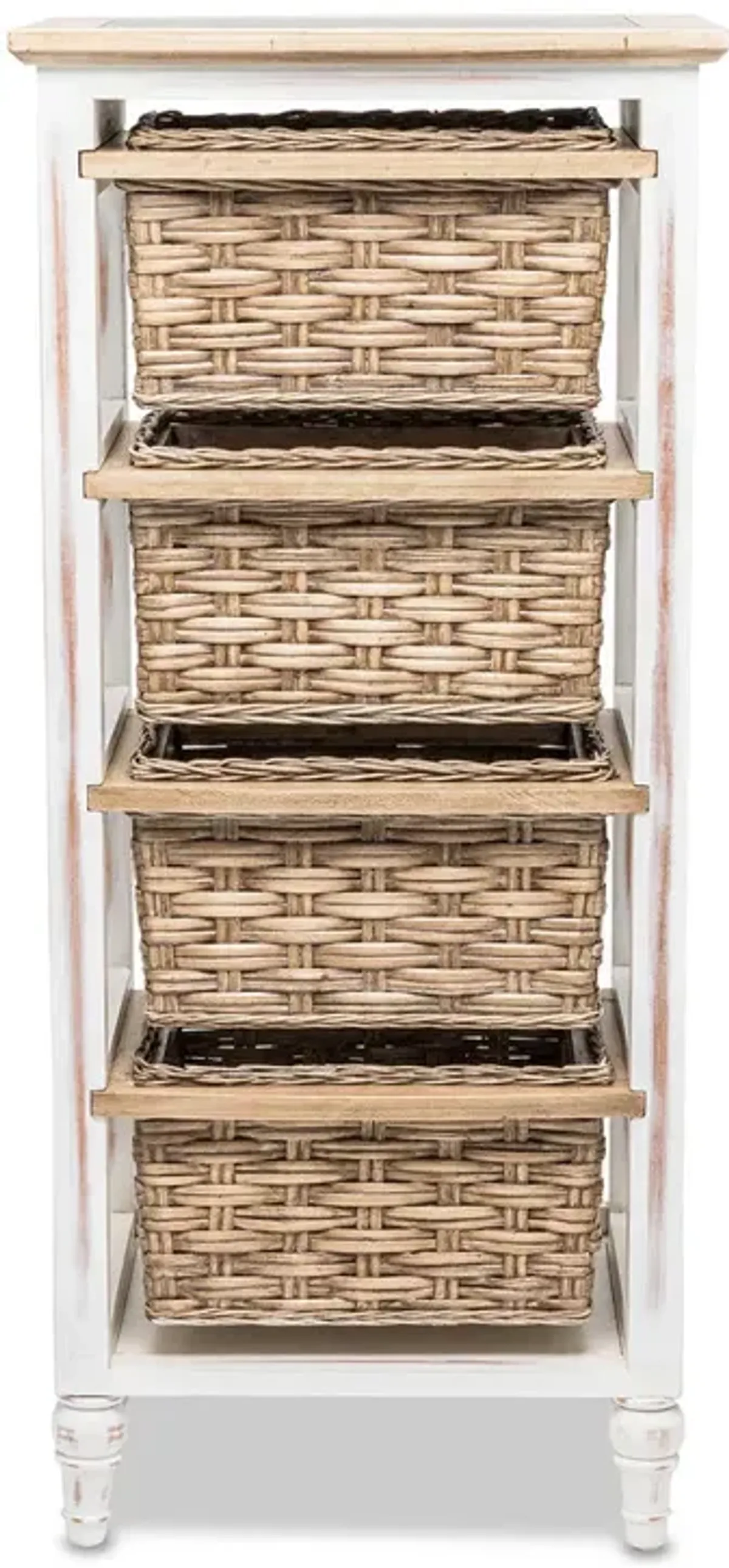 Seawinds Island Breeze 4-Basket Vertical Storage Cabinet Weathered Wood/White Finish