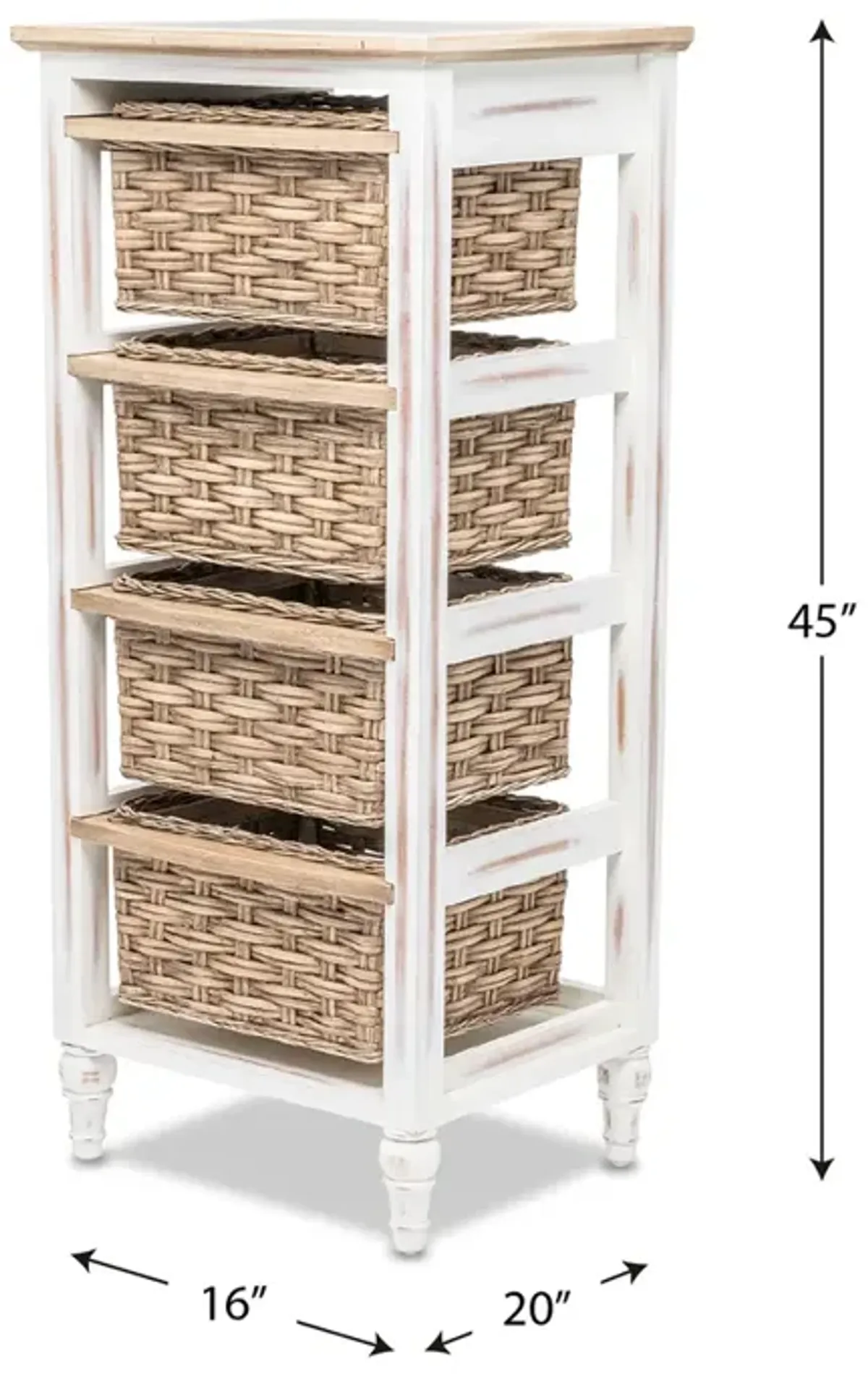 Seawinds Island Breeze 4-Basket Vertical Storage Cabinet Weathered Wood/White Finish