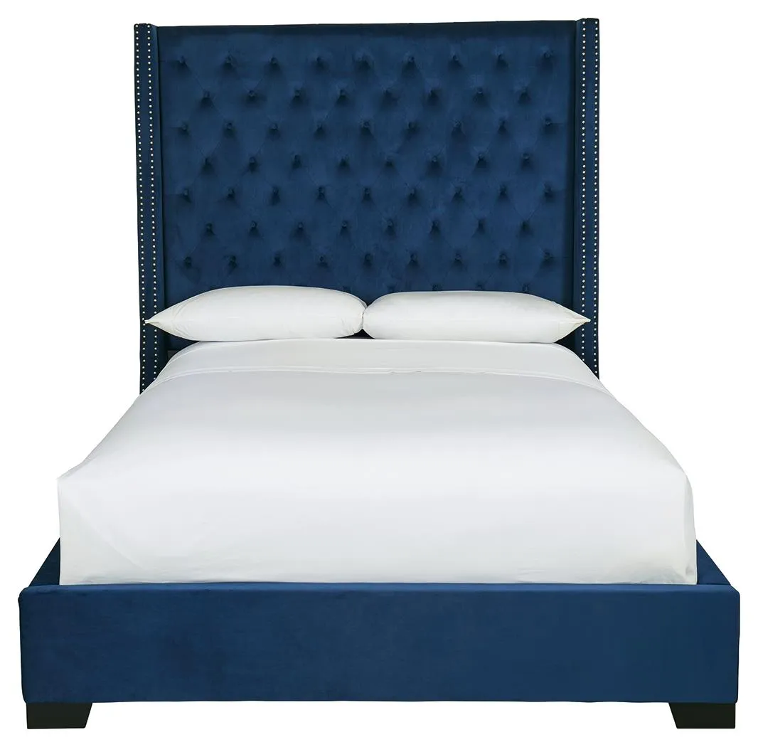 CORALAYNE QUEEN UPHOLSTERED BED BLUE SIGNATURE DESIGN