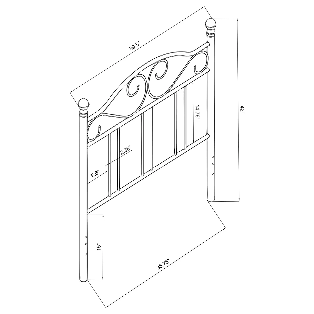 TWIN METAL HEADBOARD DARK BRONZE