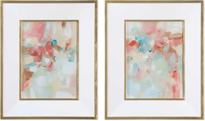 A TOUCH OF BLUSH AND ROSEWOOD FENCES 2-PIECE ART