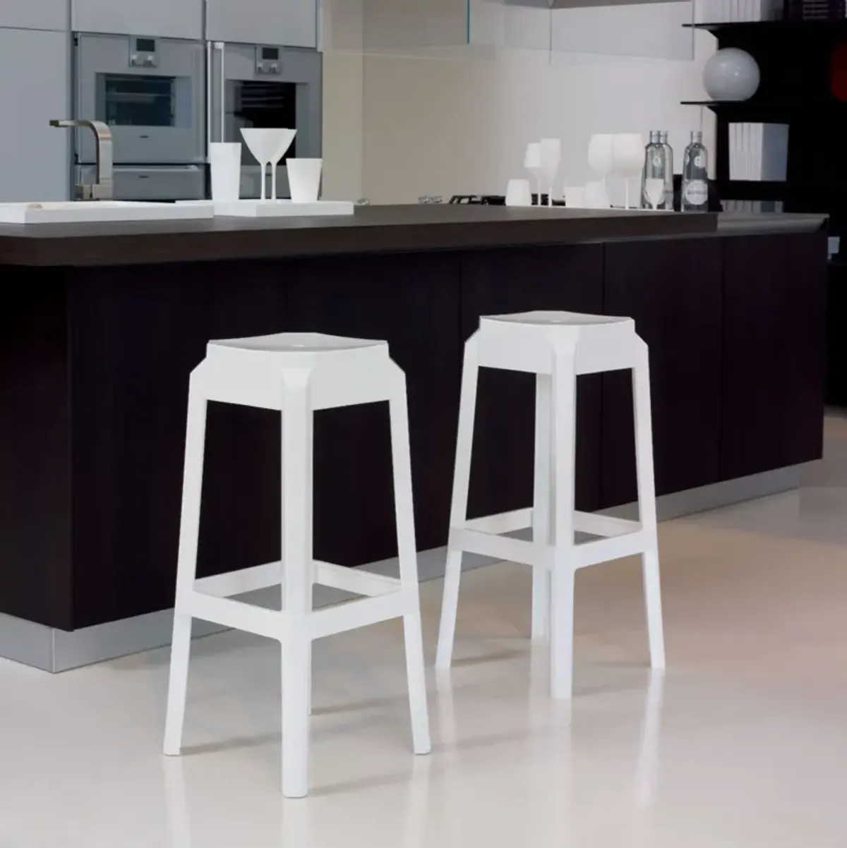 Compamia Fox Polycarbonate Bar Stool Glossy White