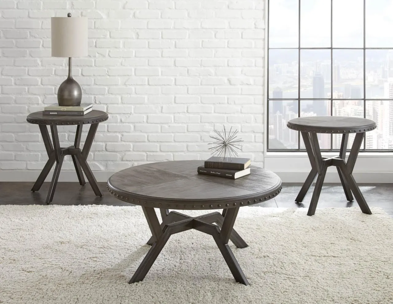 3 PIECE ALAMO COCKTAIL TABLE + 2 END TABLES