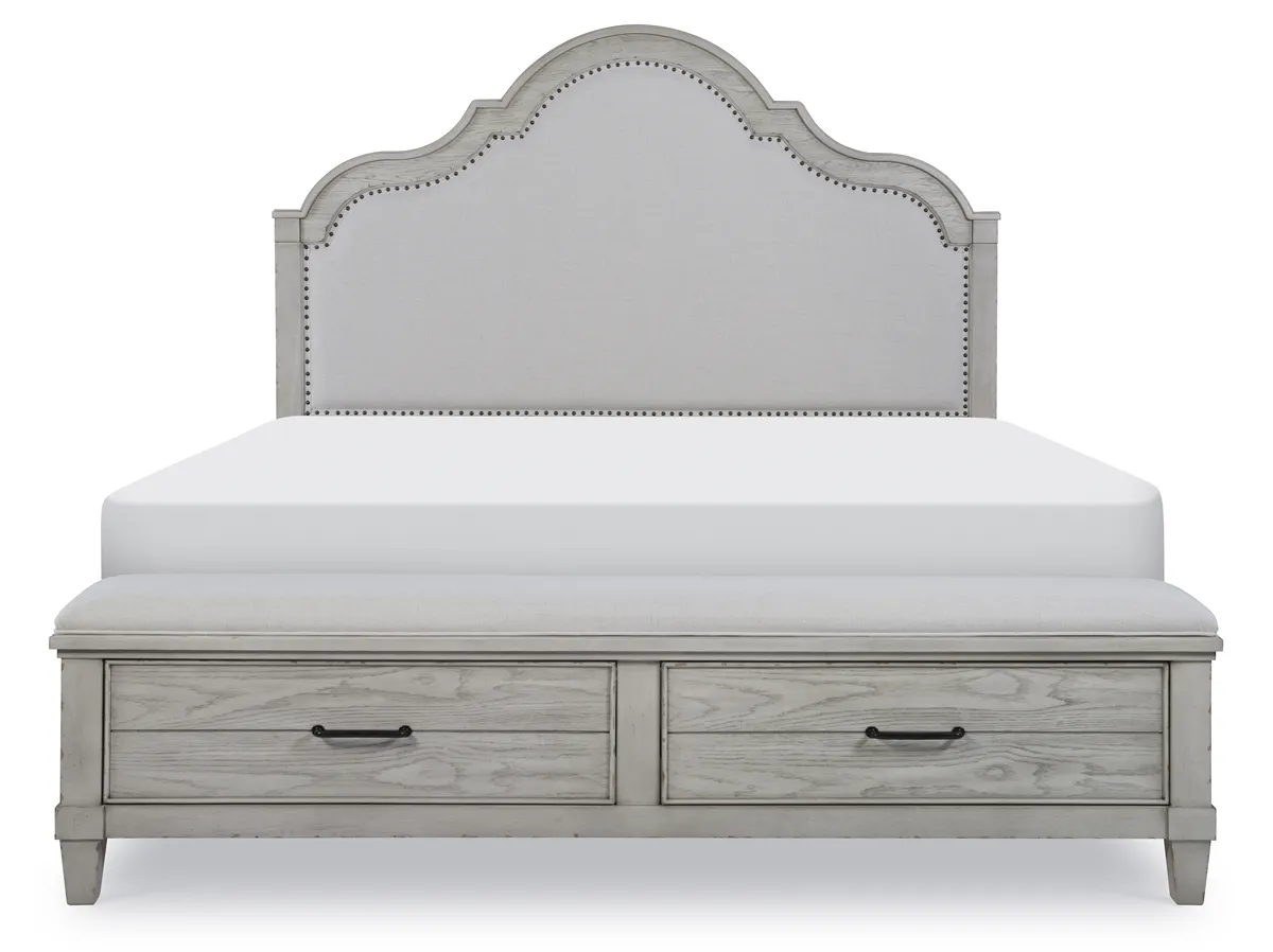 UPHOLSTERED PANEL BED WITH STORAGE FOOTBOARD QUEEN - BELHAVEN