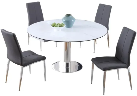 TAYLOR DINING SET WITH EXTENDABLE CONTEMPORARY CERAMIC TABLE & 4 MODERN CHAIRS