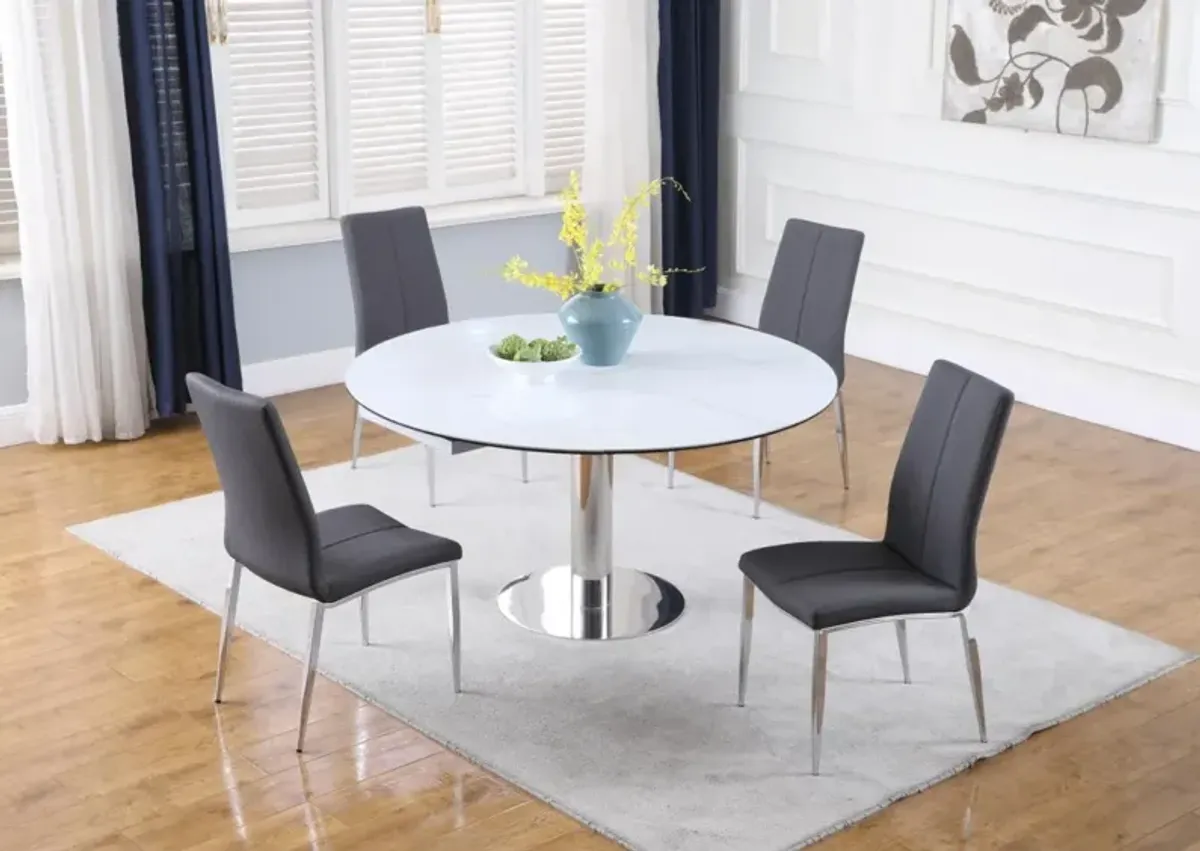 Chintaly Taylor Dining Set with Extendable Contemporary Ceramic Table & 4 Modern Chairs