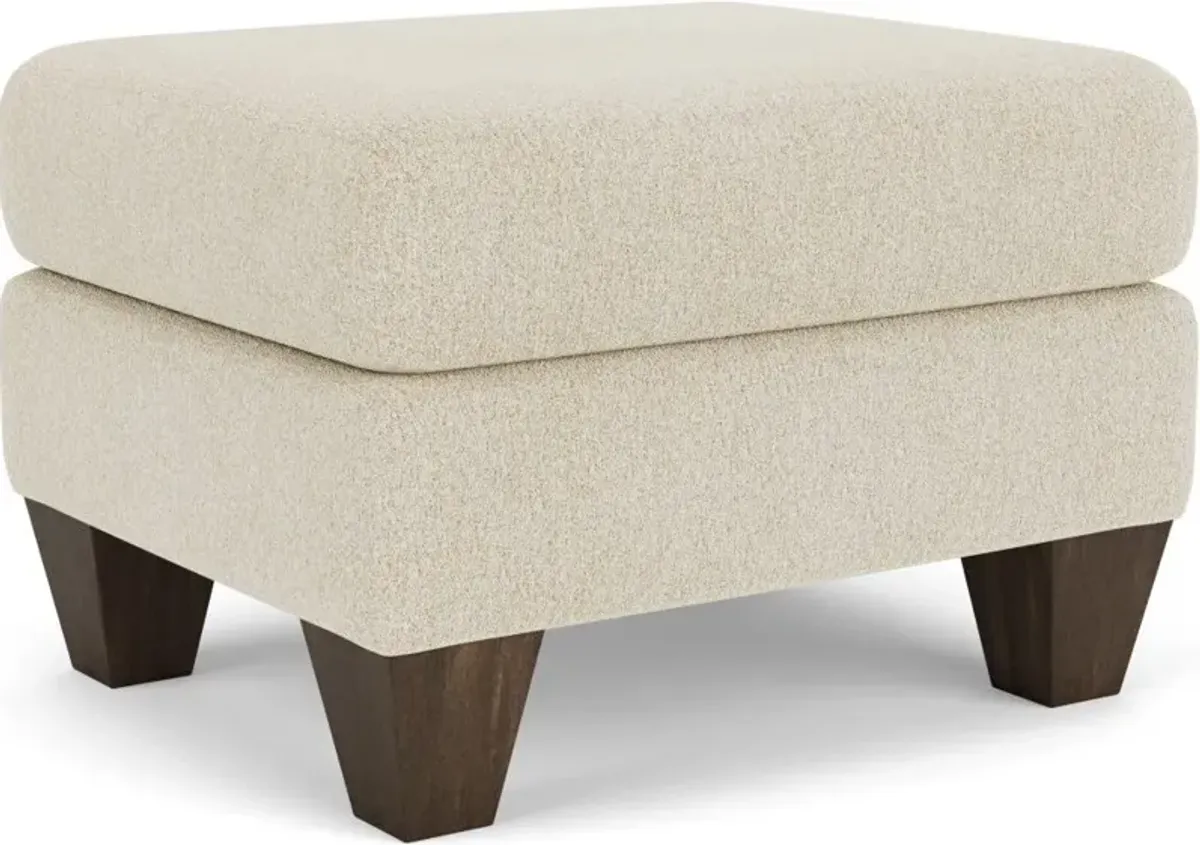 Flexsteel Moxy Shell Ottoman with Dark Brown Legs