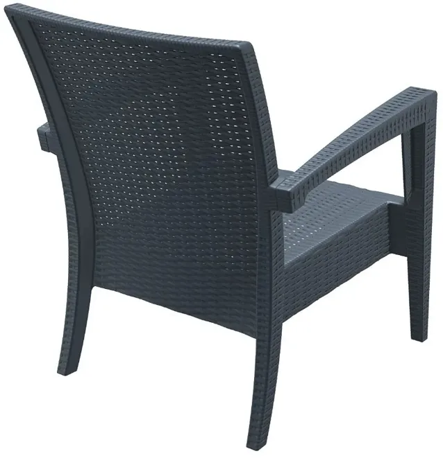 MIAMI RESIN CLUB CHAIR DARK GRAY WITH SUNBRELLA NATURAL CUSHION