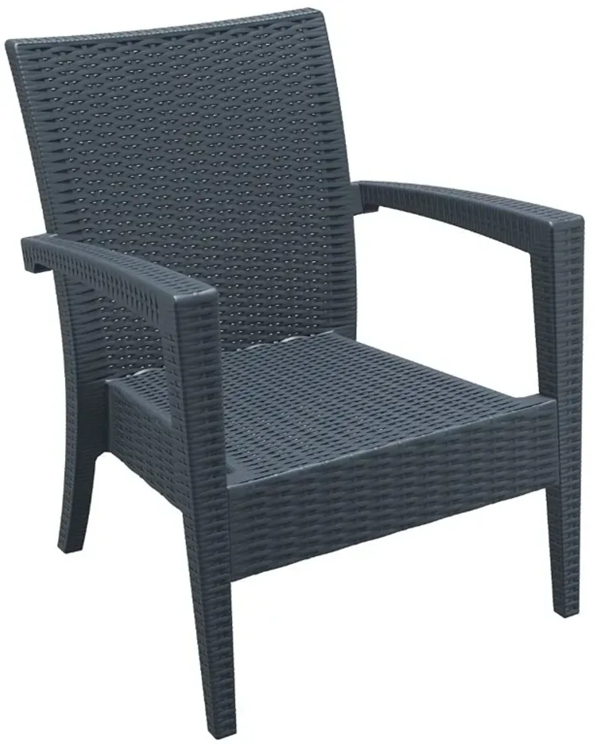 Compamia Miami Resin Club Patio Chair Dark Gray with Sunbrella Natural Cushion