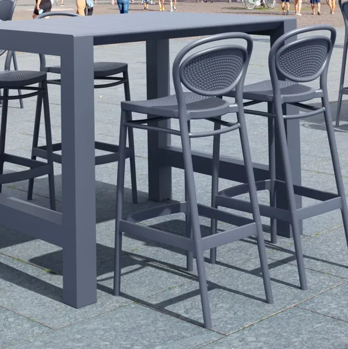 Compamia 5-Piece Vegas Marcel Bar Set with Extendable in Dark Gray