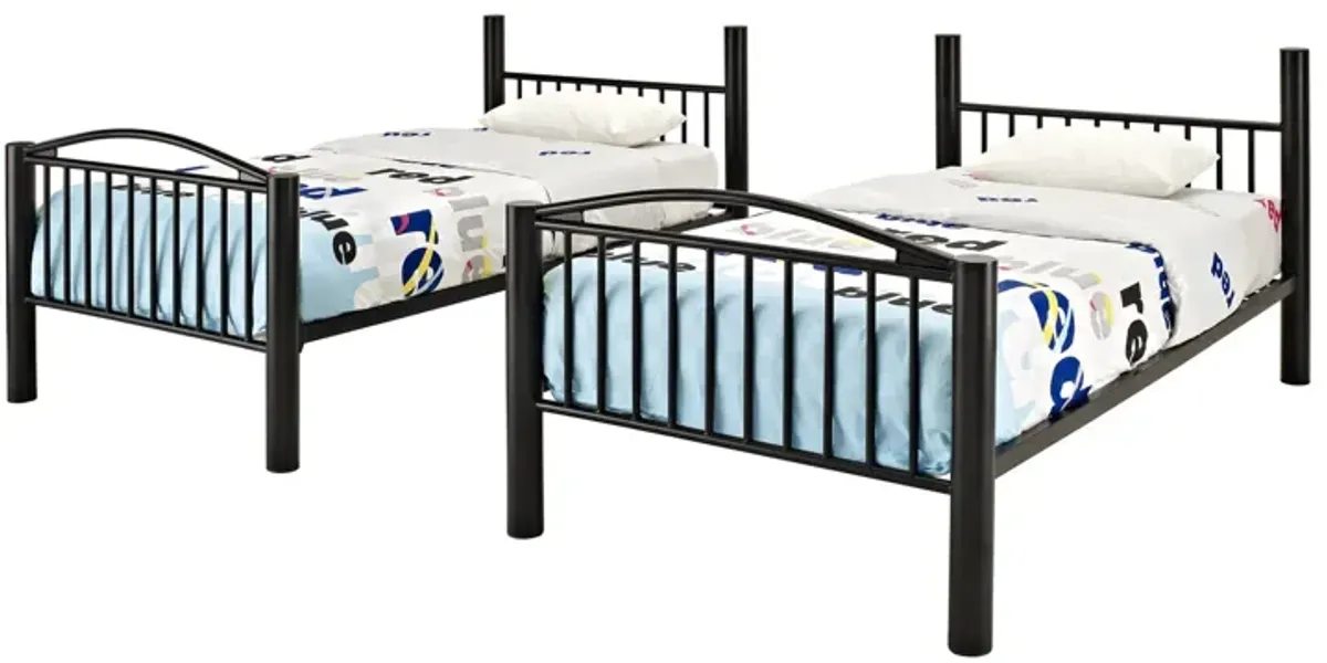 Kids/Teens Heavy Metal Black Twin Over Twin Bunk Bed