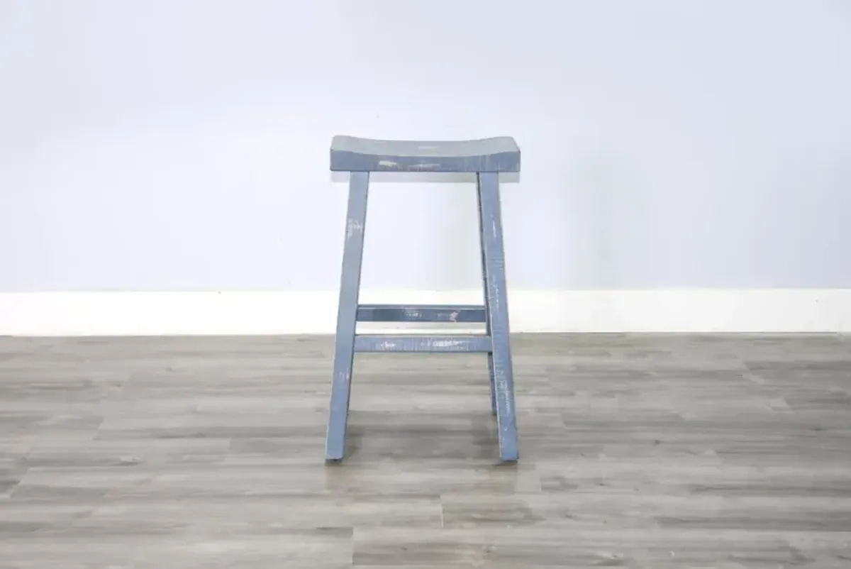 Sunny Designs Marina Ocean Blue 30 Inch Saddle Seat Stool with Wood Seat