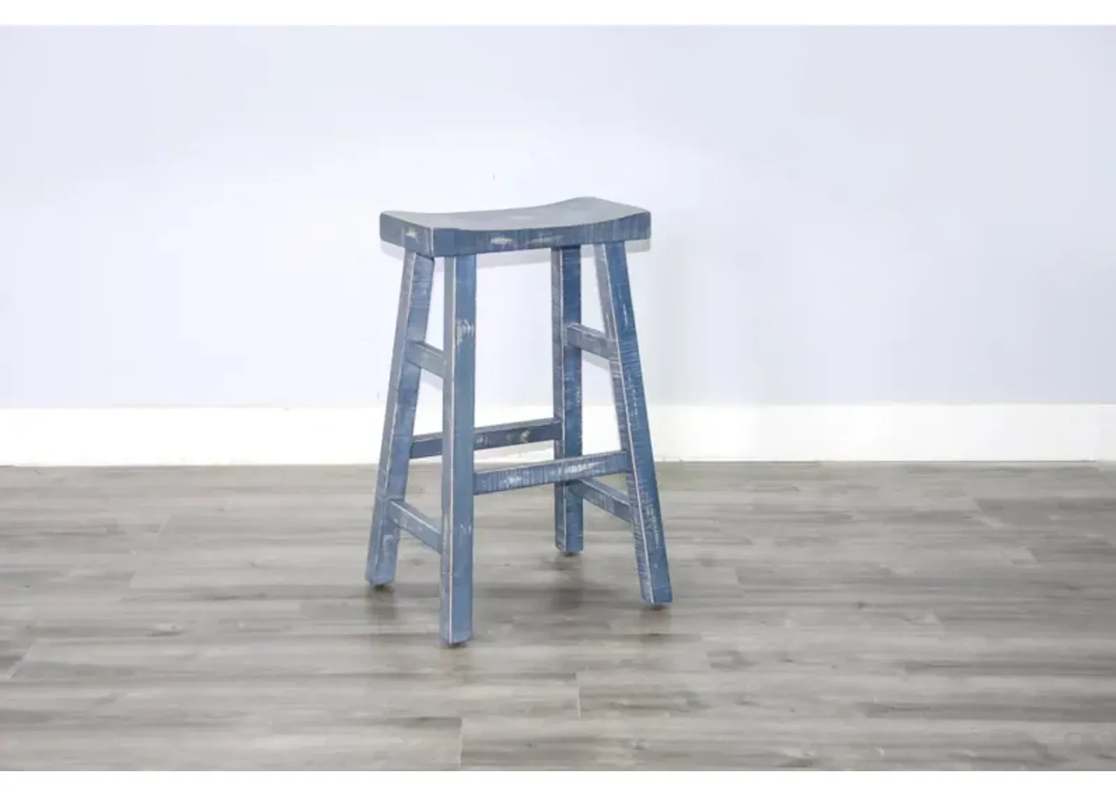 Sunny Designs Marina Ocean Blue 30 Inch Saddle Seat Stool with Wood Seat