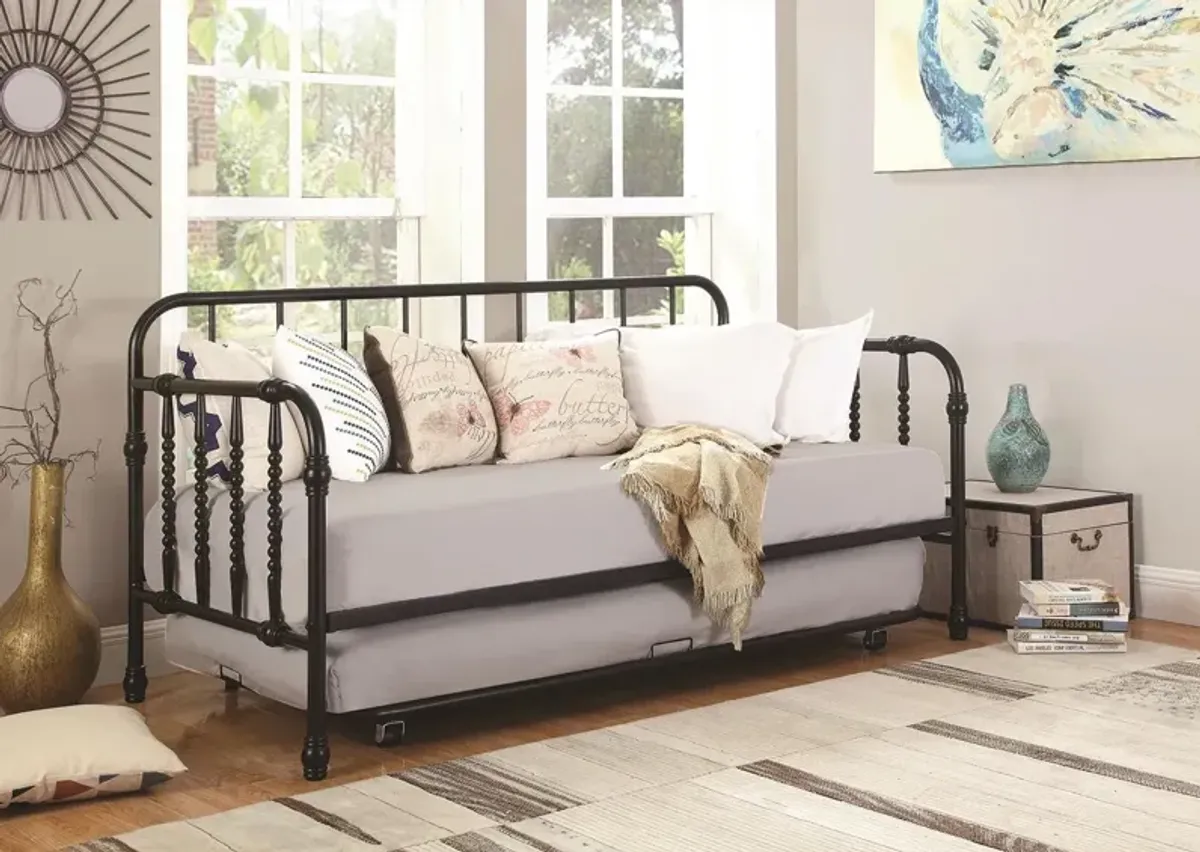 Coaster Marina Metal Twin Daybed with Trundle Black