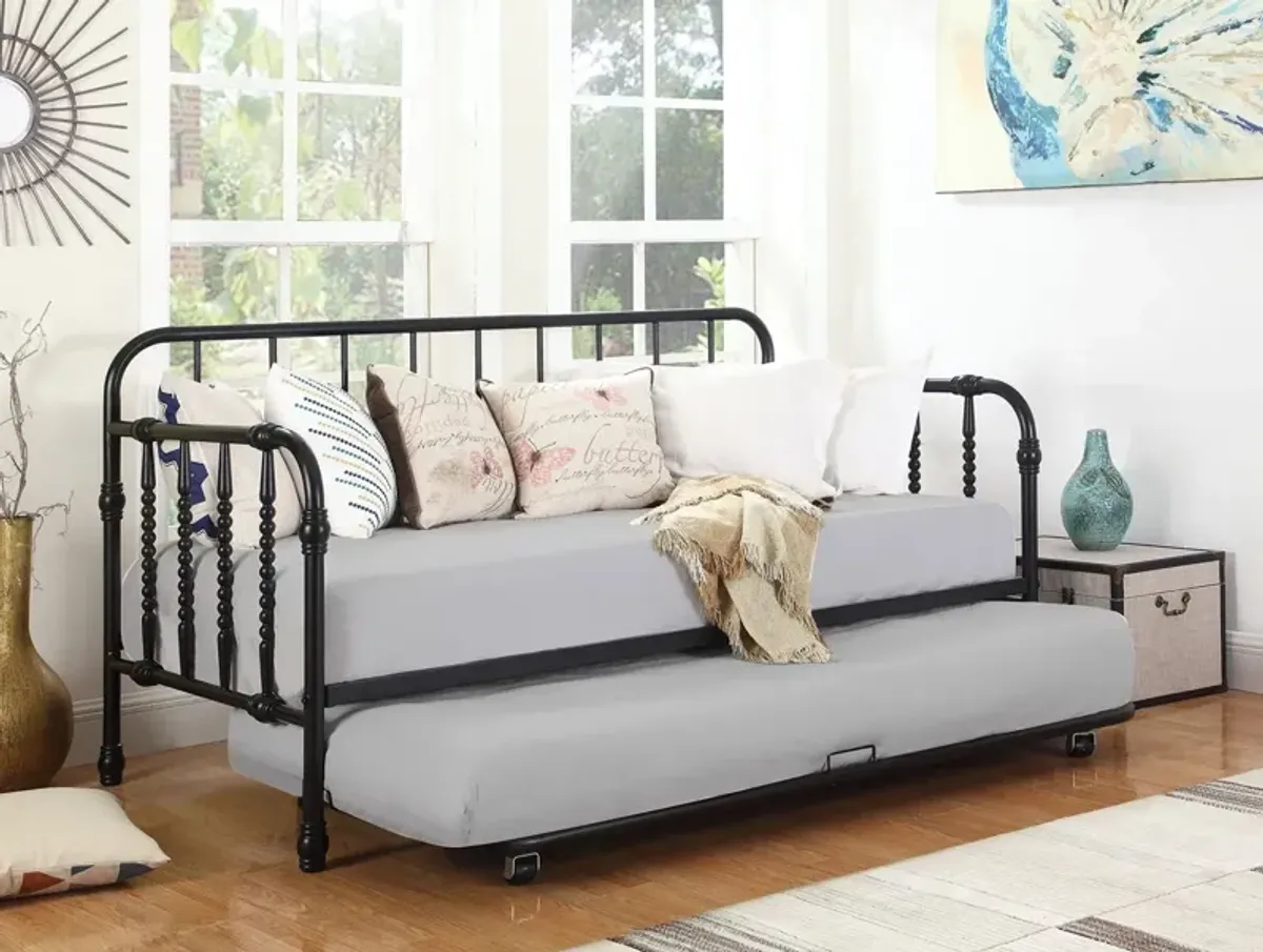 Coaster Marina Metal Twin Daybed with Trundle Black