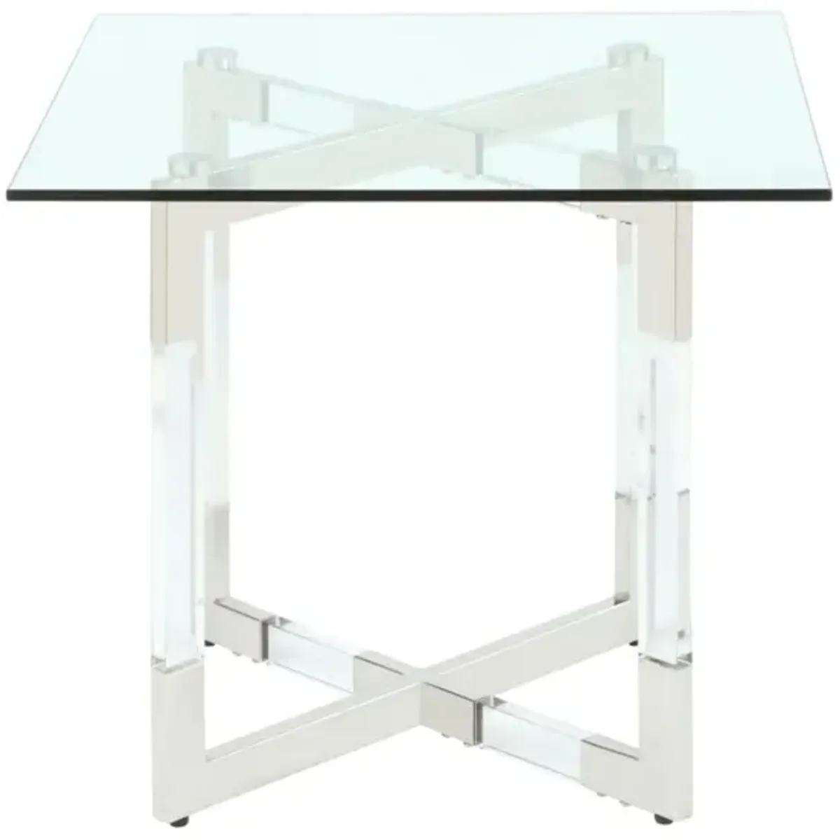 Chintaly Yasmin Contemporary Glass Lamp Side Table with Acrylic Floating Base