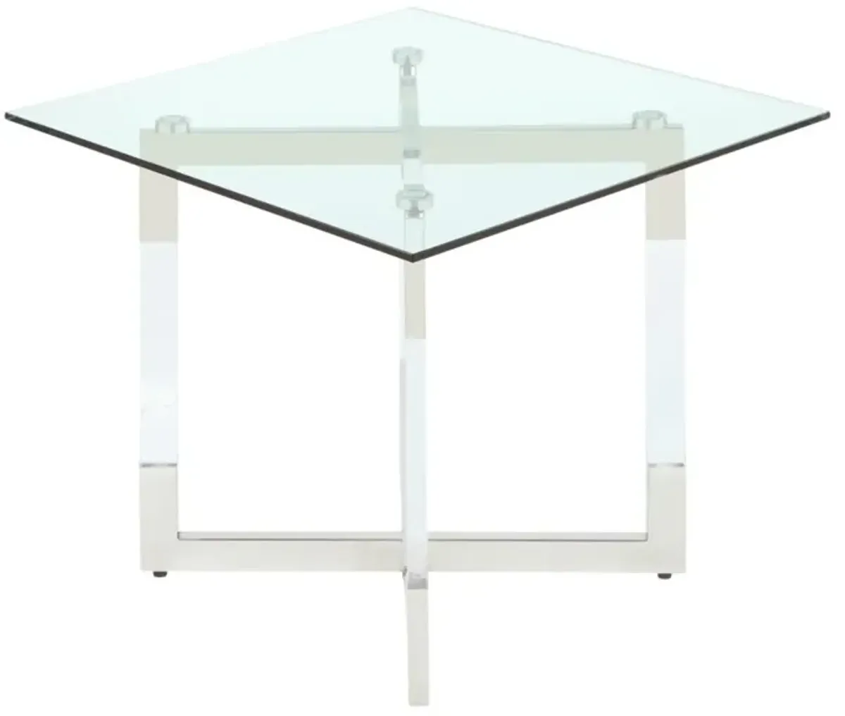 Chintaly Yasmin Contemporary Glass Lamp Side Table with Acrylic Floating Base