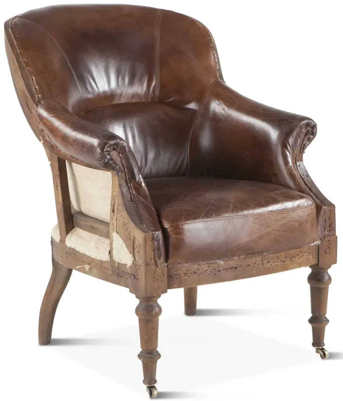 Home Trends Design Grosvenor Deconstructed Leather Rolled Barrel Armchair