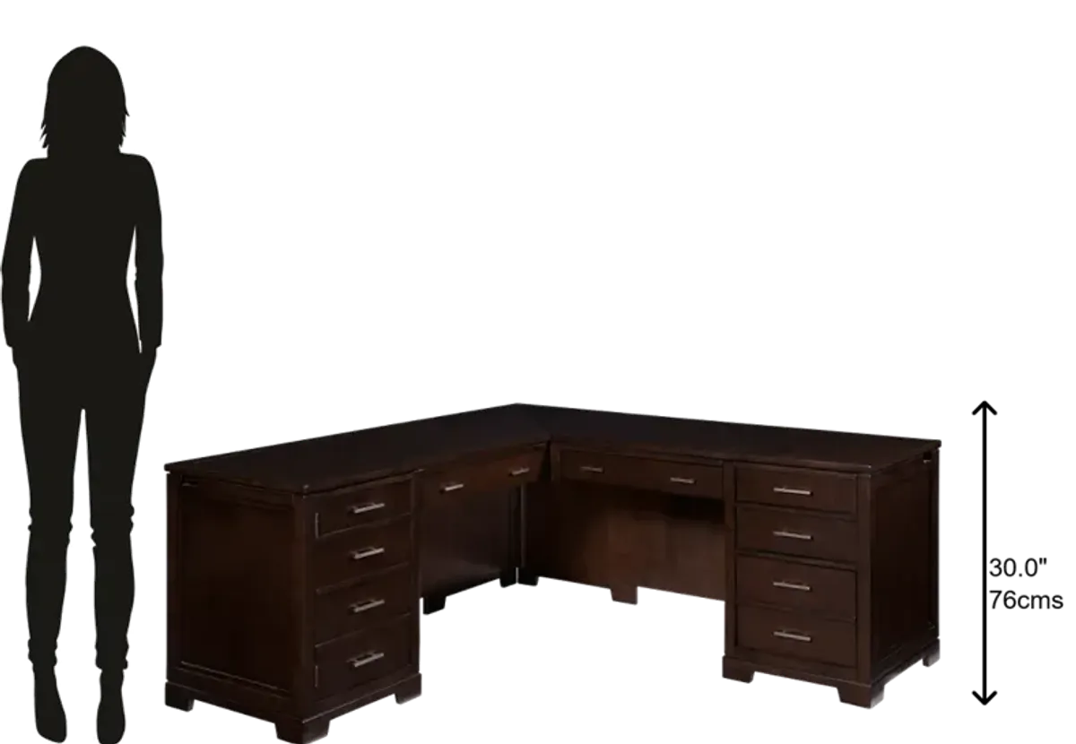 Hekman Executive L-Shape Desk Mocha Ash Veneer Top