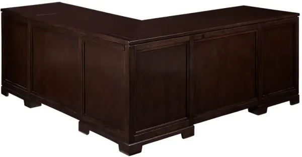 Hekman Executive L-Shape Desk Mocha Ash Veneer Top