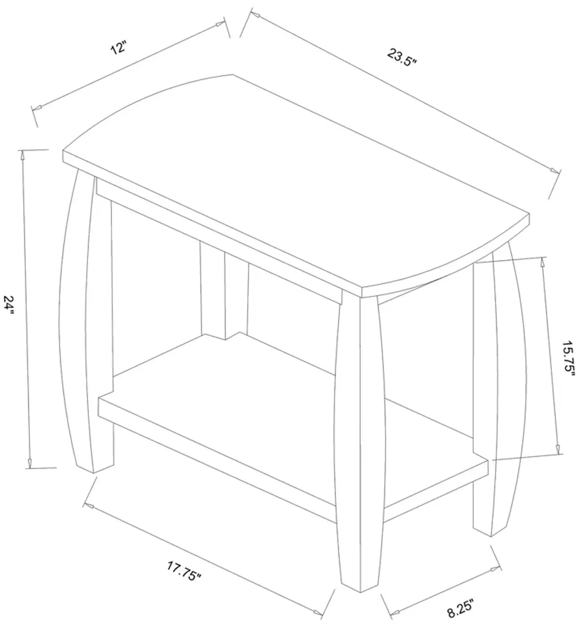 Raphael 1-Shelf Rectangular Wood Side Table Cappuccino