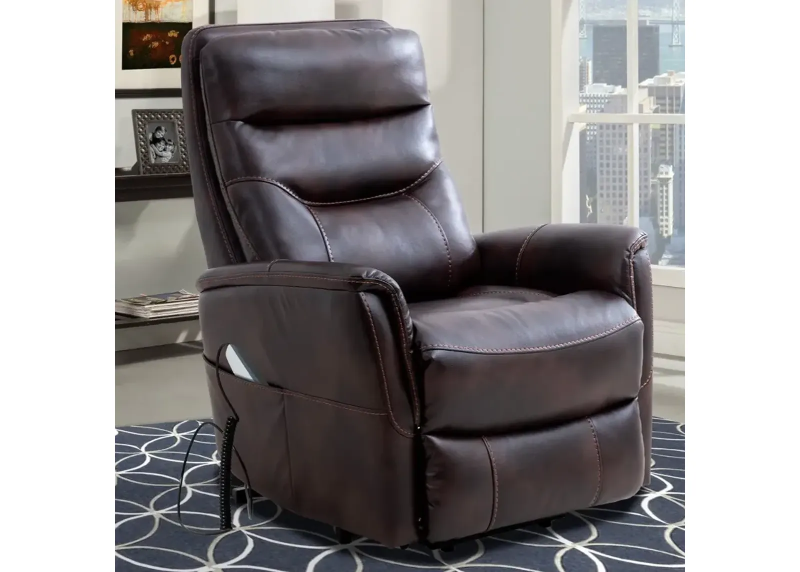 Parker House Gemini Truffle Power Lift Recliner with Articulating Headrest