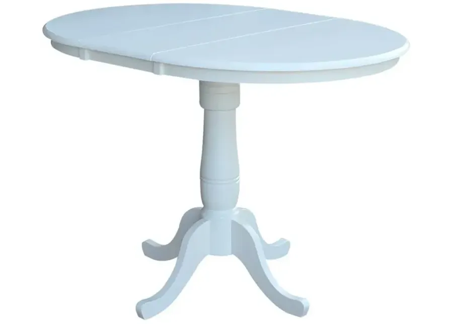 DINING ESSENTIALS 36 INCH EXTENSION TABLE WITH 36 INCH TRADITIONAL PEDESTAL BASE IN PURE WHITE