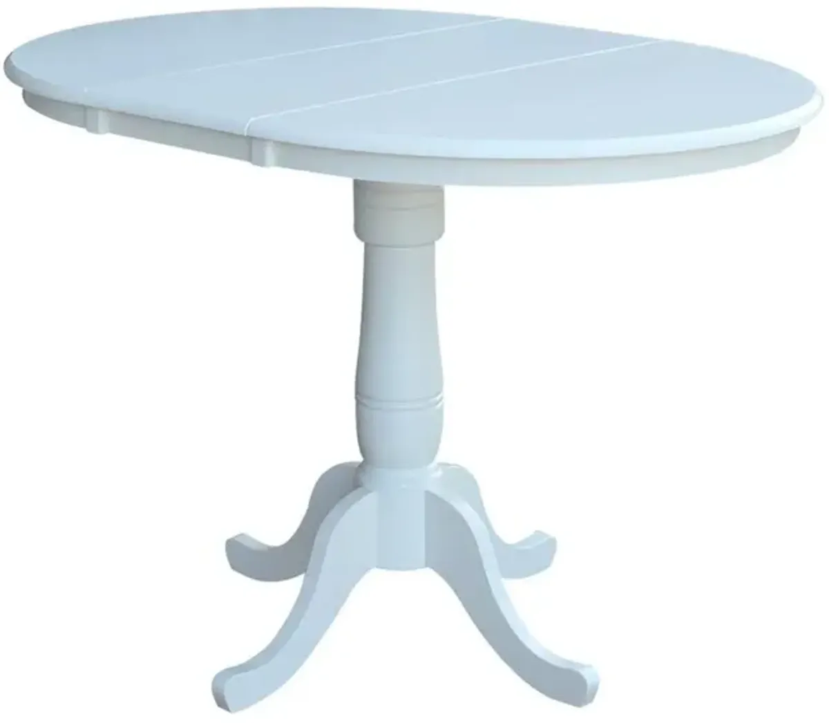 John Thomas Dining Essentials 36 Inch Extension Table with 36 Inch Traditional Pedestal Base in Pure White