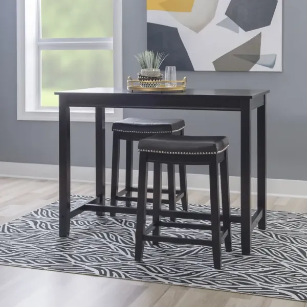 Linon Claridge 3-Piece Counter Bar Stools & Table Set Black