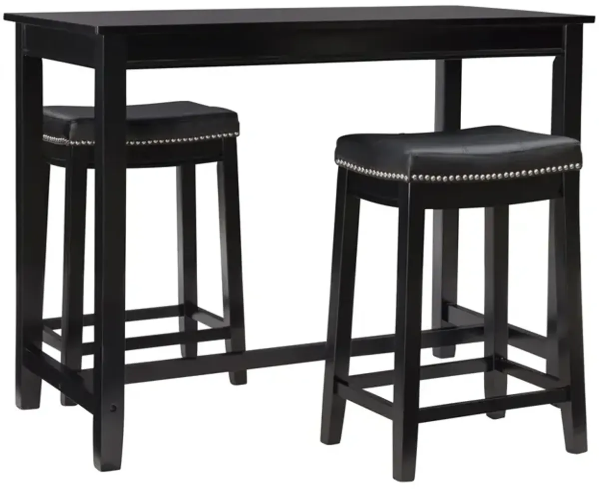 Linon Claridge 3-Piece Counter Bar Stools & Table Set Black