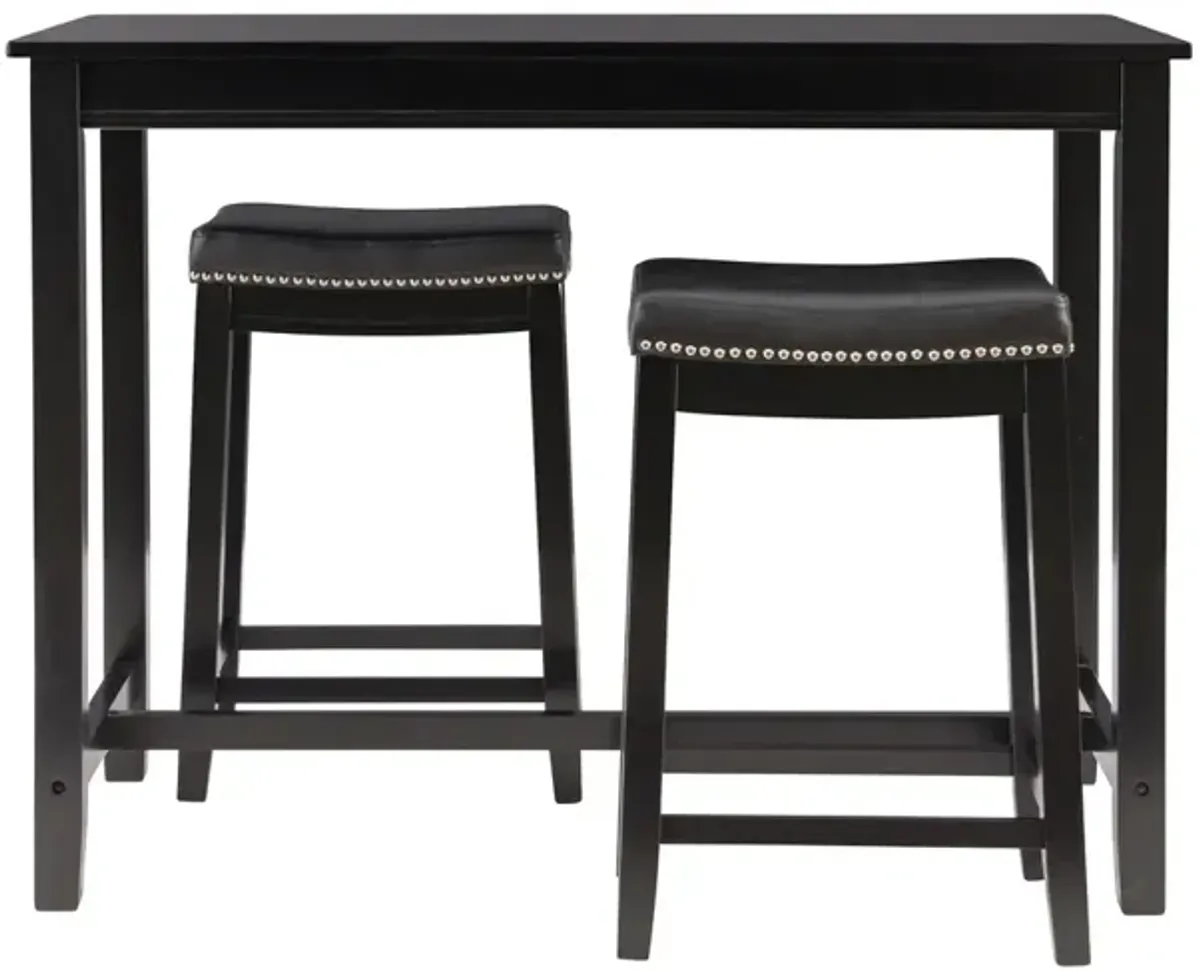 Linon Claridge 3-Piece Counter Bar Stools & Table Set Black