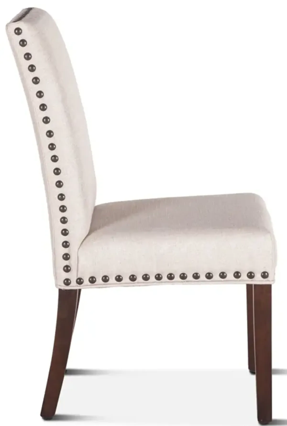 Home Trends Design Upholstered Seating Off White Natural Linen Dining Chair Walnut Leg