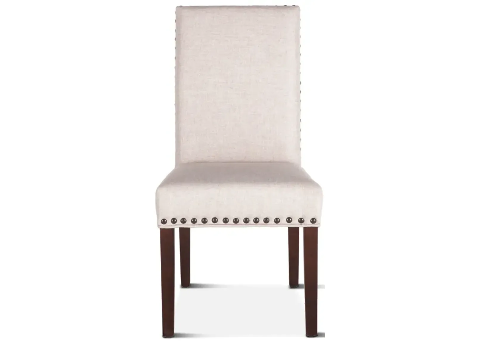 Home Trends Design Upholstered Seating Off White Natural Linen Dining Chair Walnut Leg