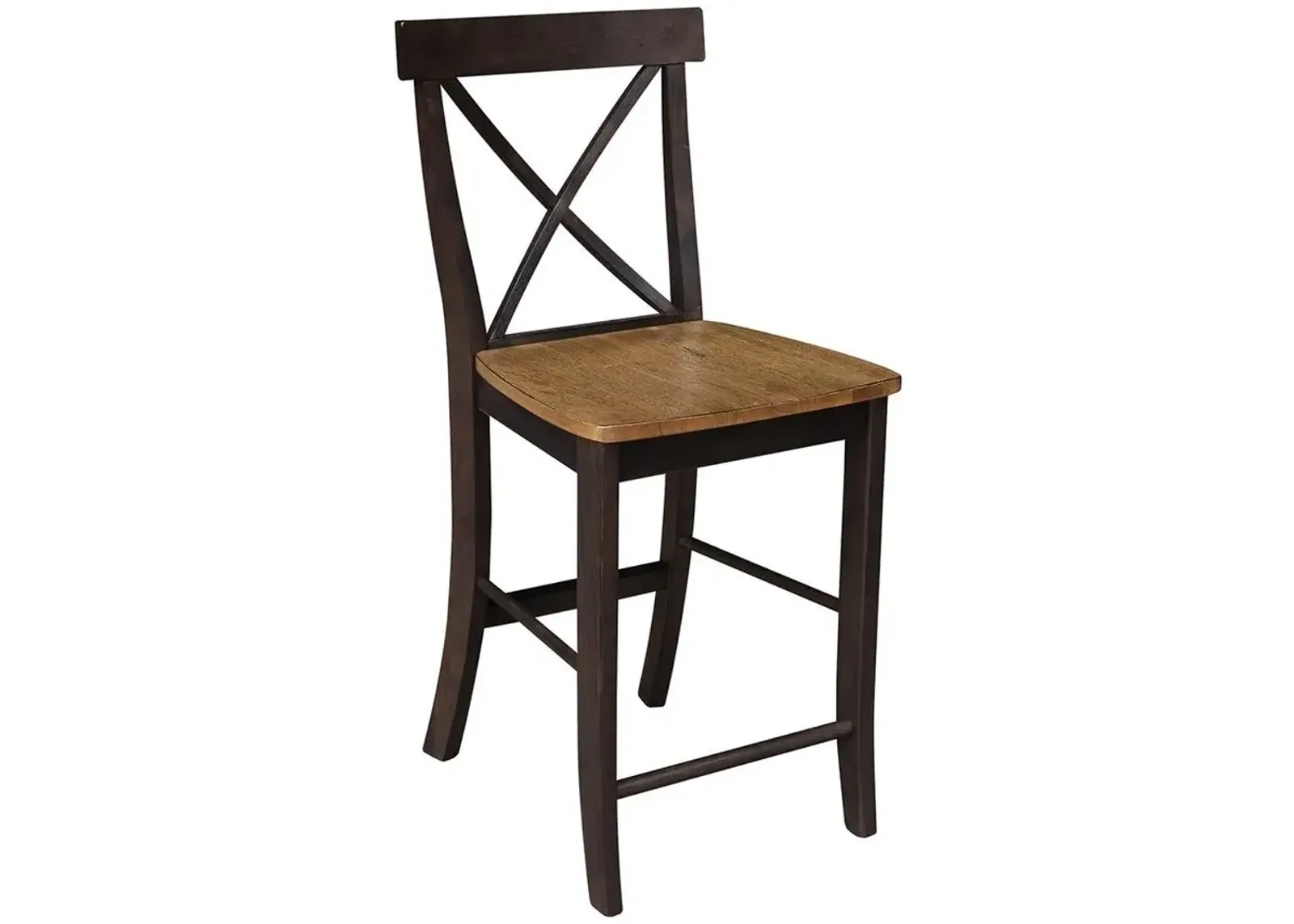 John Thomas Dining Essentials X-Back Wood Stool in Hickory & Coal