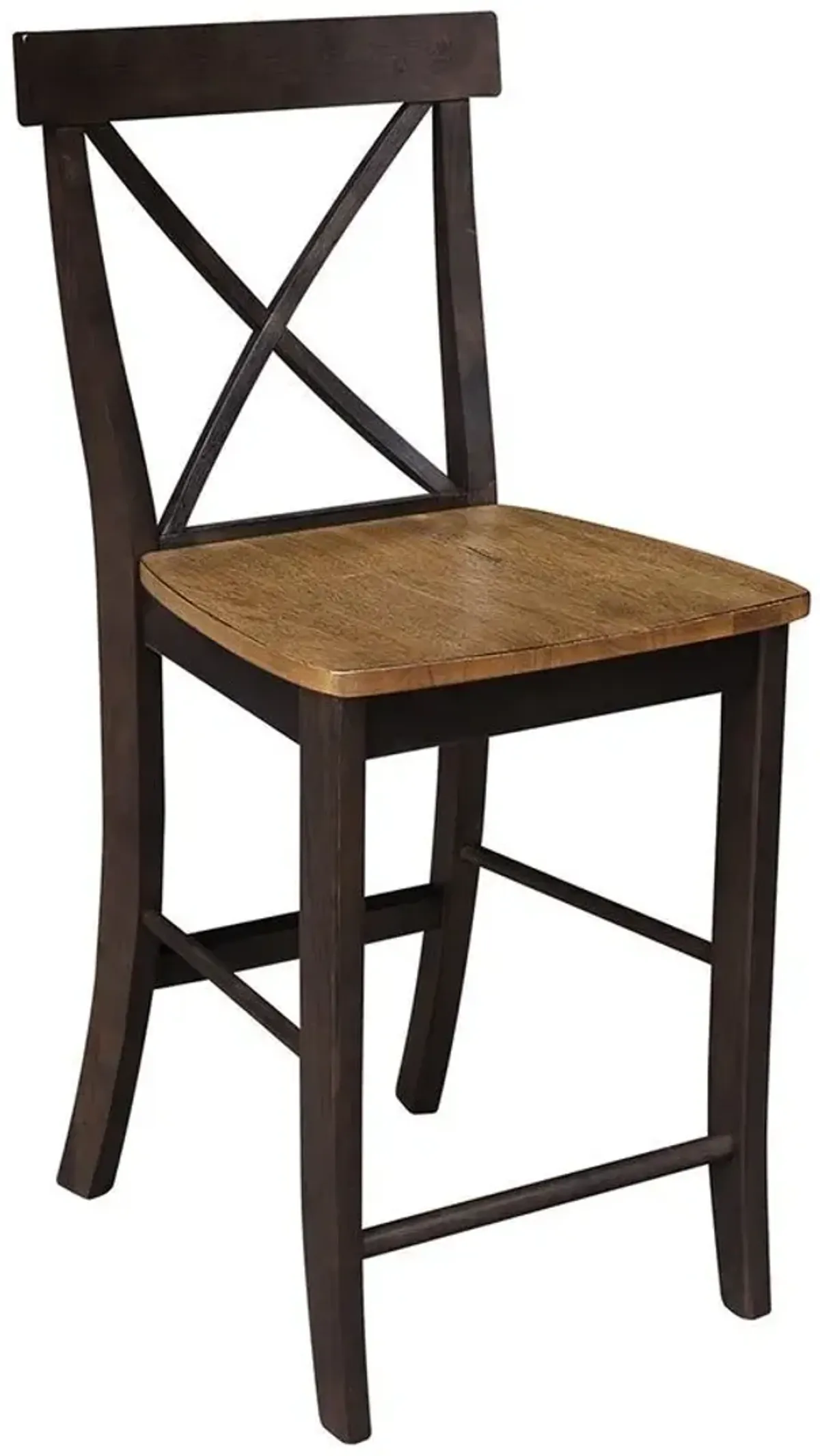 John Thomas Dining Essentials X-Back Wood Stool in Hickory & Coal