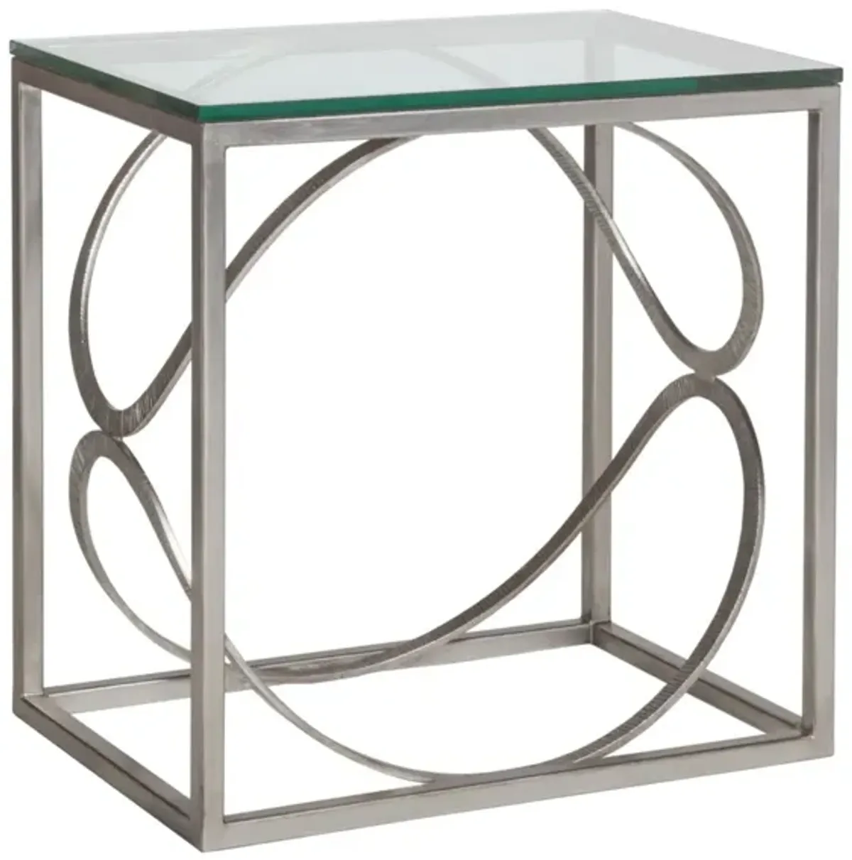 Artistica Home by Lexington Metal Designs Ellipse 18 Inch Rectangular Metal End Table Silver Leaf