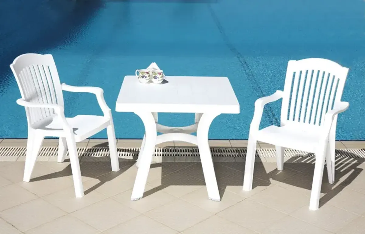 Compamia 31 Inch Viva Resin Square Outdoor Dining Table White