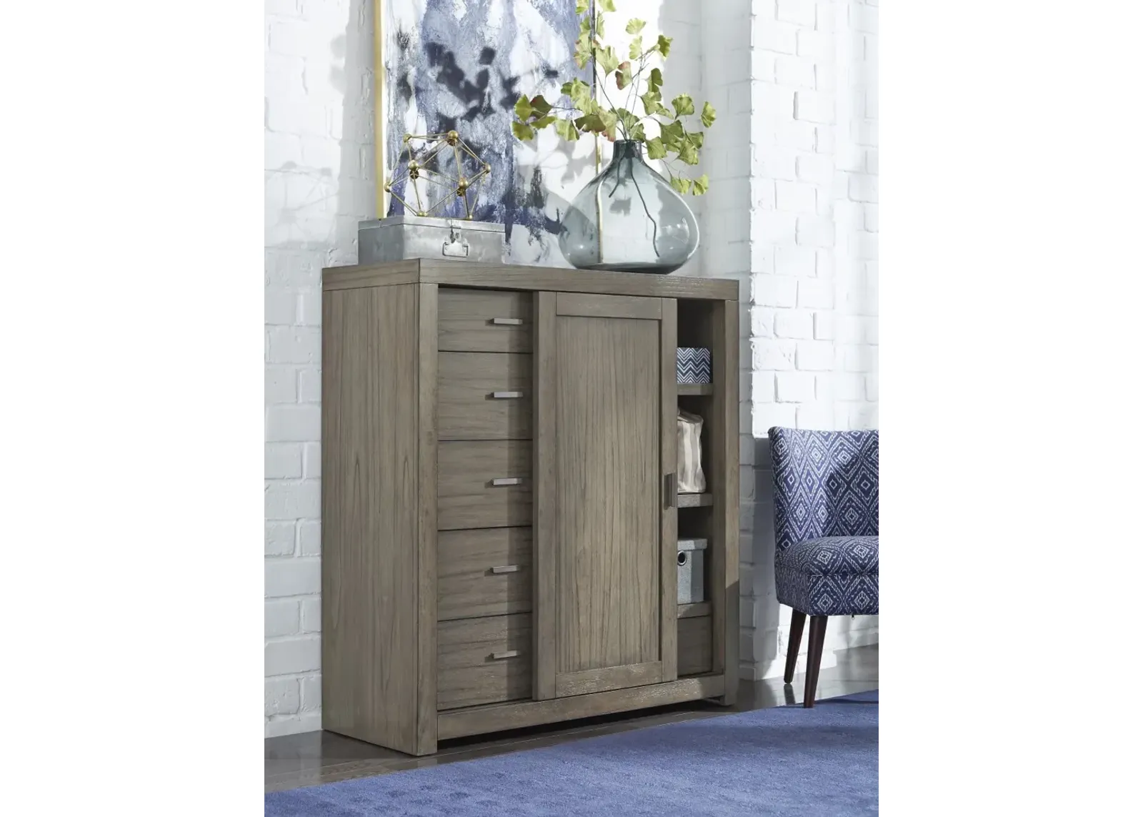 Aspenhome Modern Loft Greystone Sliding Door Chest