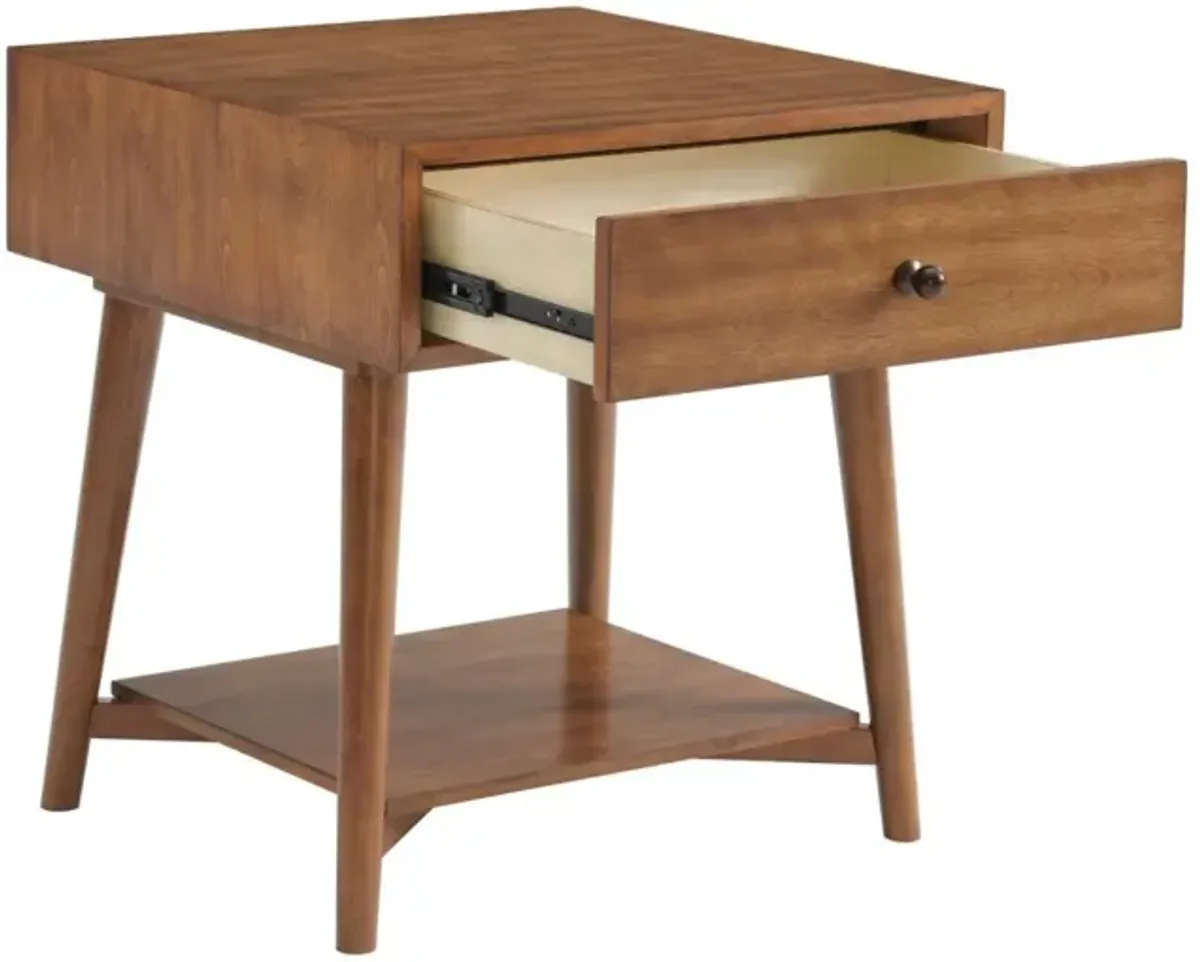 Martin Svensson Mid Century Modern 1-Drawer End Table in Cinnamon