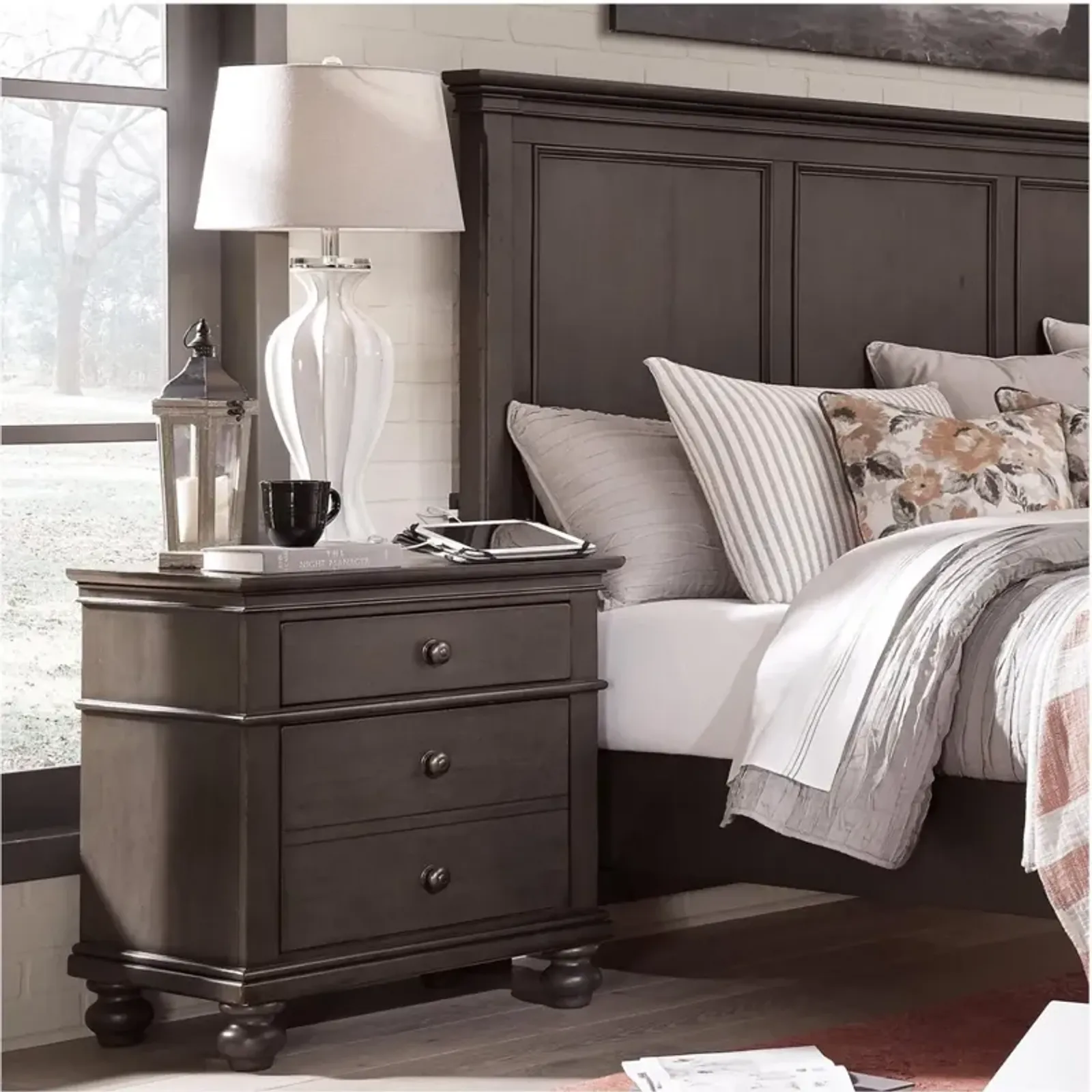 Aspenhome Oxford Peppercorn 2-Drawer Nightstand