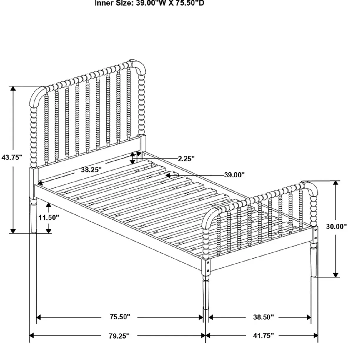 Coaster Jones Wood Twin Open Frame Bed White