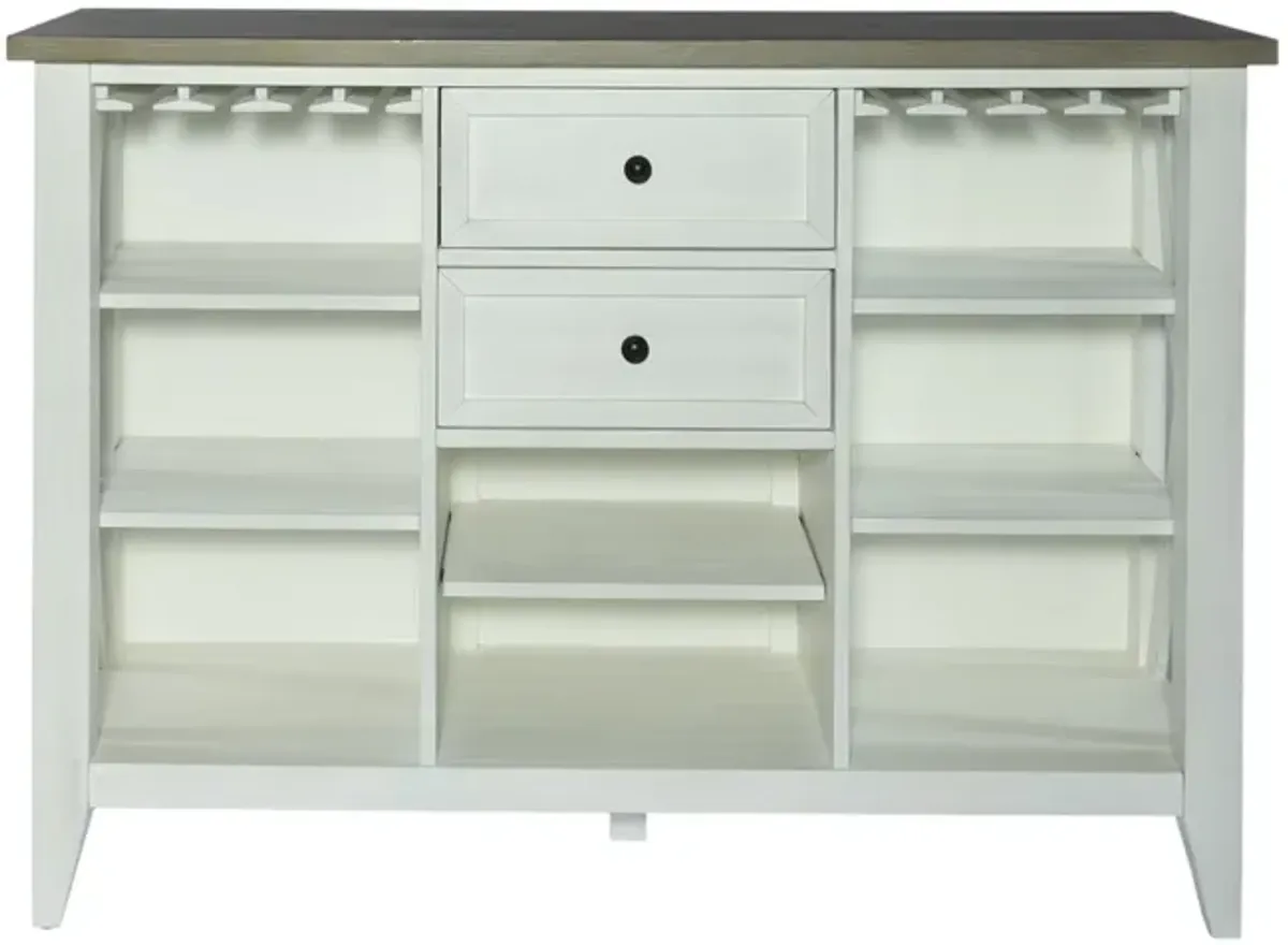 Liberty Furniture Lakeshore Wirebrushed White Server with Wood Tone Top