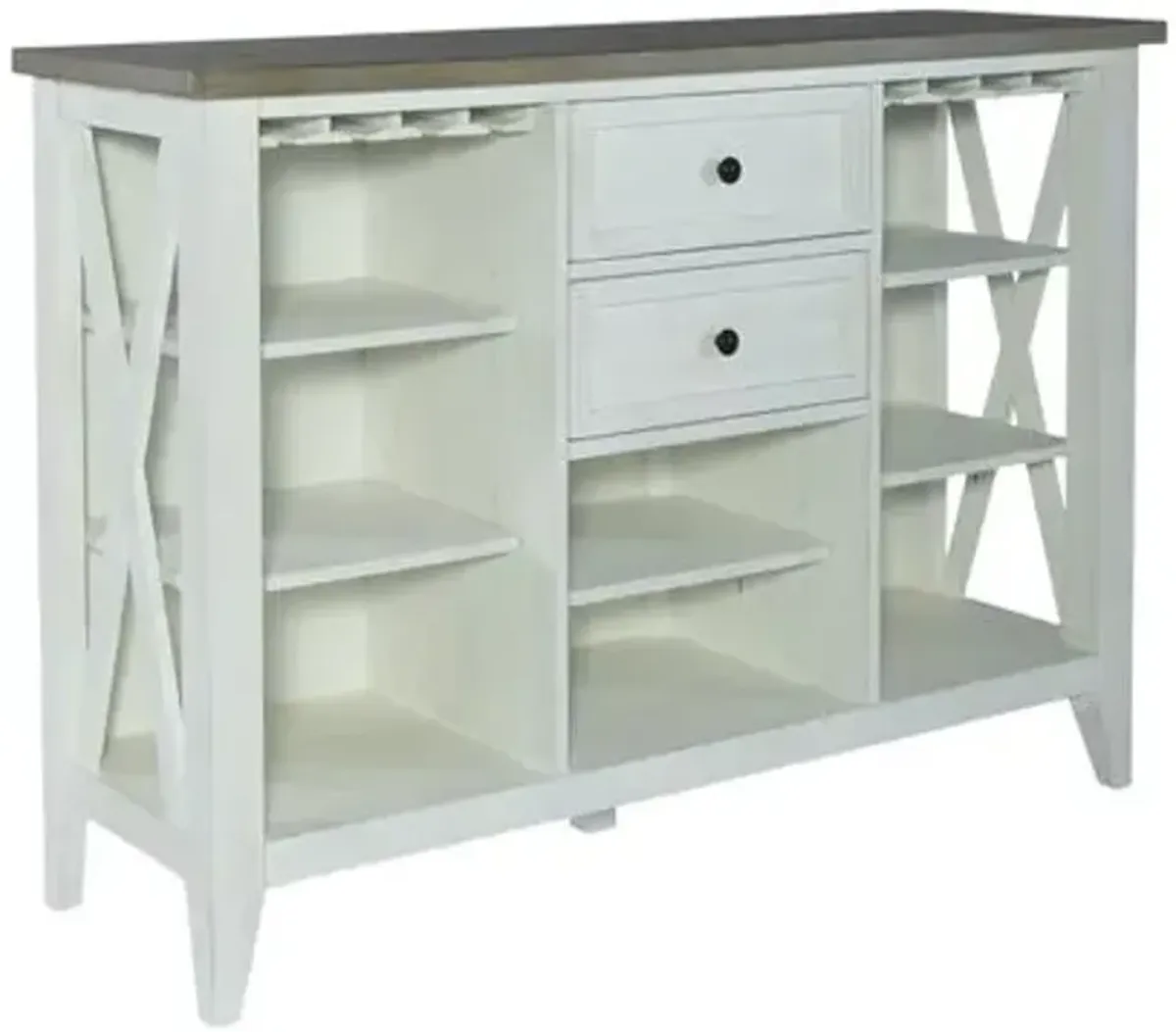 Liberty Furniture Lakeshore Wirebrushed White Server with Wood Tone Top