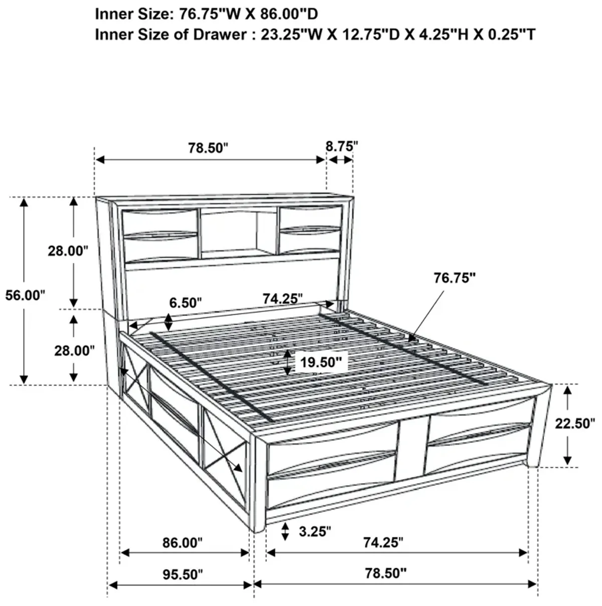 Coaster Briana Wood California King Storage Bookcase Bed Black