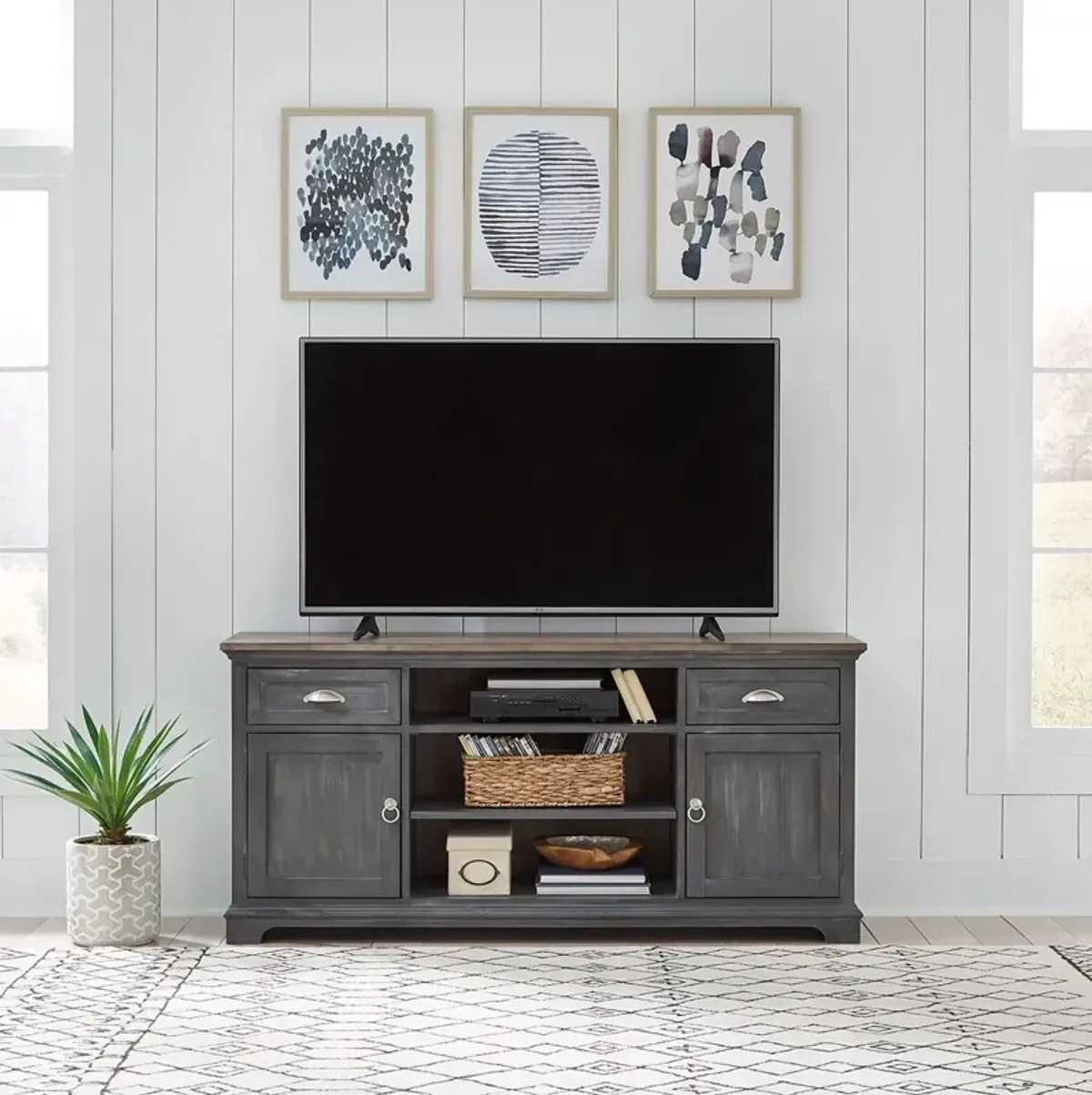 Liberty Furniture Ocean Isle Slate 64 Inch Entertainment TV Stand