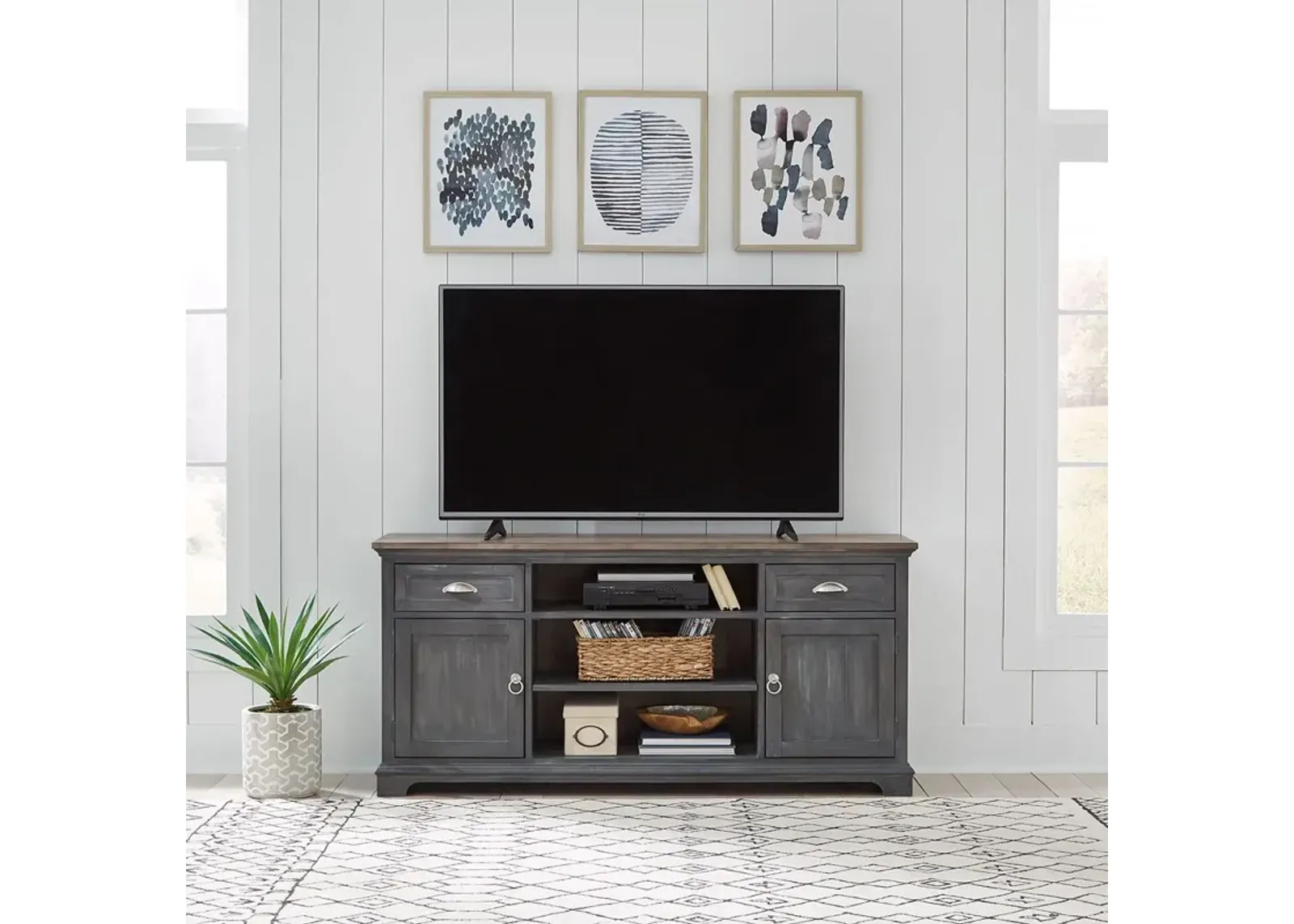 Liberty Furniture Ocean Isle Slate 64 Inch Entertainment TV Stand