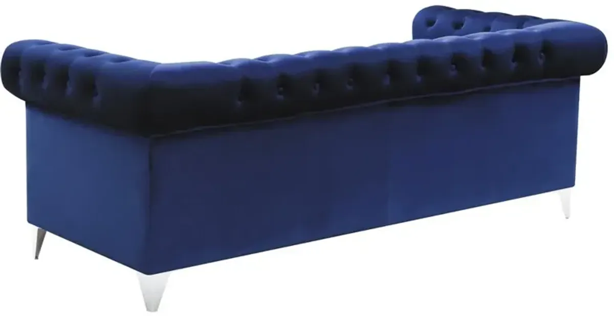 Coaster Bleker Upholstered Tuxedo Arm Tufted Sofa Blue