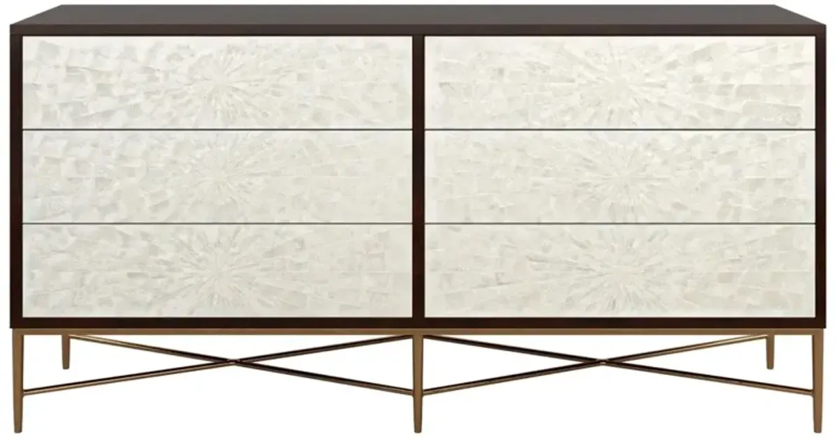 Bernhardt Adagio Dresser with 6 Capiz Shell Decorative Touch To Open Drawers in An Espresso Finish