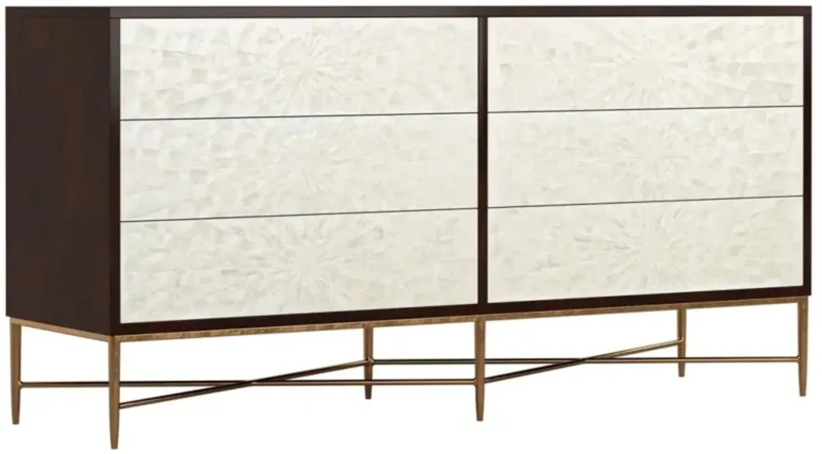 Bernhardt Adagio Dresser with 6 Capiz Shell Decorative Touch To Open Drawers in An Espresso Finish