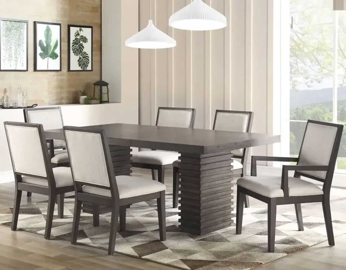 Steve Silver Mila Washed Gray Side Chair With Bone Linen Fabric